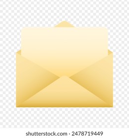 Vector illustration of open envelope on transparent background