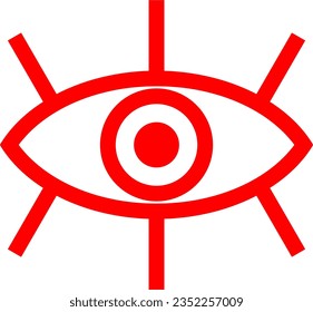vector illustration of open eye in red color