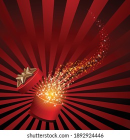 Vector illustration open gift box. Elements are layered separately in vector file.