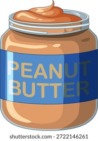 Ilustración vectorial de un frasco de vidrio abierto lleno de mantequilla de maní suave sobre fondo blanco