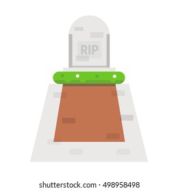 vector illustration of open grave and headstone