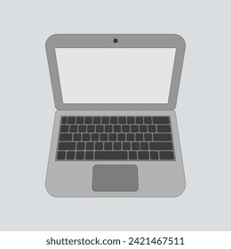 Vektorgrafik eines offenen grauen Laptops.