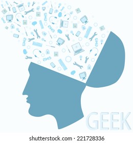 Vector illustration with open head generating ideas