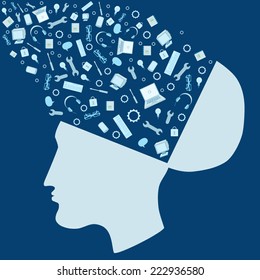 Vector illustration with open head generating ideas