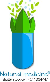 Vector illustration of open herbal capsule