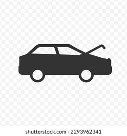 Vector illustration of Open hood light icon in dark color and transparent background(png).