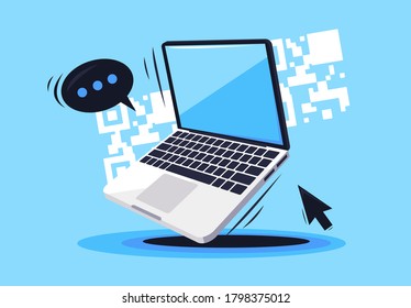 Vector illustration of an open laptop computer	