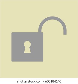 Vector Illustration of Open Lock in grey color
