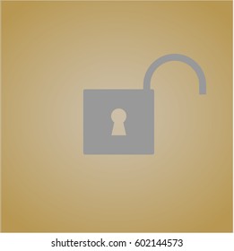 Vector illustration of Open Lock vector icon or symbol in grey.

