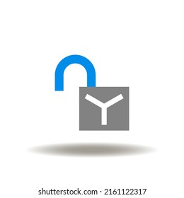 Vector illustration of open lock or unlock padlock. Icon of privacy security. Symbol of data access hacked.