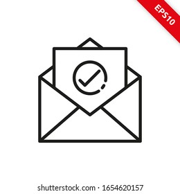 Vector illustration of open mail checked icon line symbol. eps10