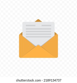 Vector Illustration Of Open Mail. Colored Vector For Website Design .Simple Design On Transparent Background (PNG).