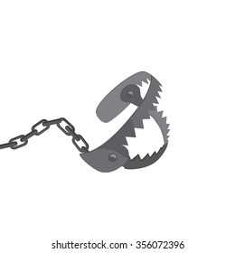 Vector Illustration Open Metal Animal Trap. Bear Trap Or Hunting Trap