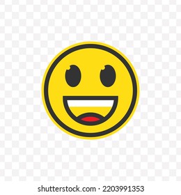 Vector Illustration Of Open Mouth Smile Emoticons. Colored Icons For Website Design .Simple Design On Transparent Background (PNG).