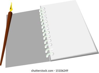 vector illustration - Open notebook with pen
