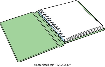 vector illustration of open notebook spiral bound