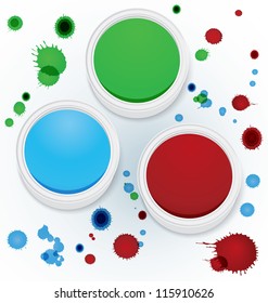 Vector illustration of open paint jars isolated on white