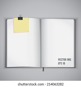 Vector illustration of open paper notebook