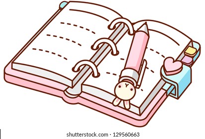 A vector illustration of open personal organizer