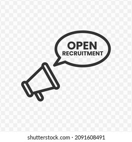 Vector illustration of open recruitment icon in dark color and transparent background(png).