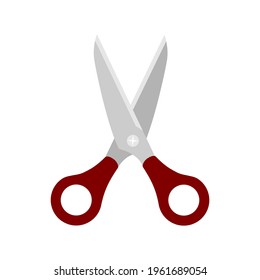 Vector illustration of open scissor icon in white background