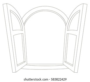 Vector illustration of the open simple window