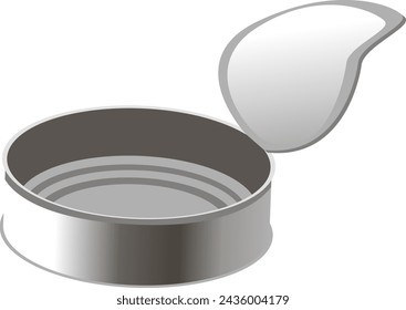 Vector illustration of open used tin can isolated on white background