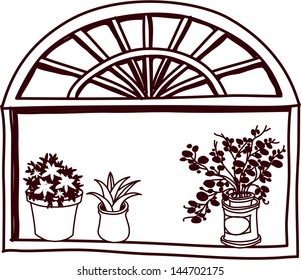 Vector illustration of an open window