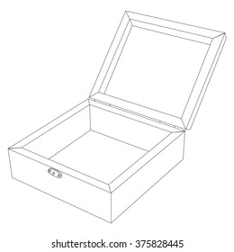 Vector illustration of open wooden box