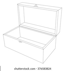 Vector illustration of open wooden box