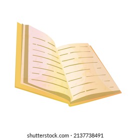 Vector illustration of an open yellow book.	