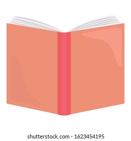 Vector illustration of opened blank book with red cover viewed from top isolated on white background.