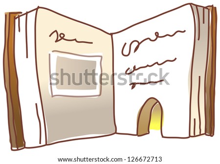 A vector illustration of an opened book