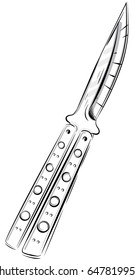 vector illustration opened butterfly knife balisong dagger