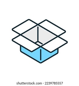 Ilustración vectorial de una caja de cartón abierta.