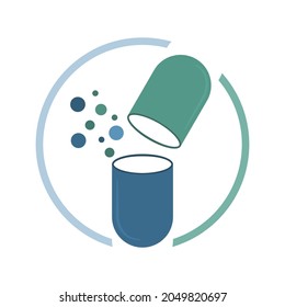 Vector illustration of an opened drug capsule.