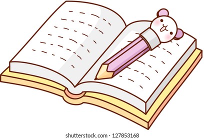 A vector illustration of opened student book