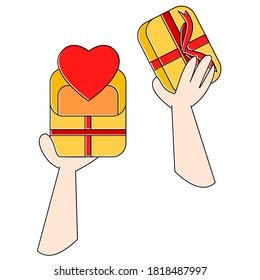 vector illustration of opening gifts, celebration gifts, color easy to change
