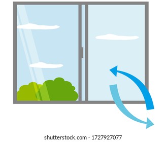 Vector illustration opening the window and replacing the air . 