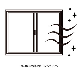 Vector illustration opening the window and replacing the air . 