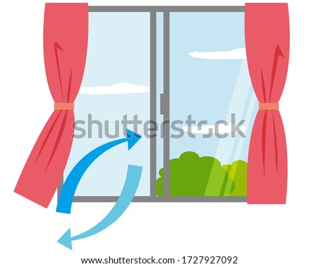 Vector illustration opening the window and replacing the air . 