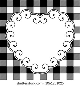 Vector illustration of openwork frame with heart inside. Laser cutting template for greeting cards,interior decorative elements.