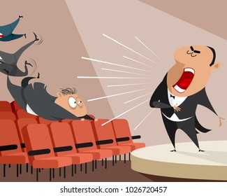 Vector illustration of an opera singer on stage