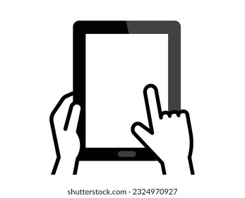 Vector illustration of operating a tablet PC