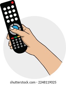 vector illustration of operating a tv remote