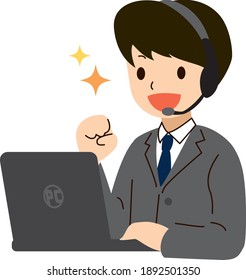 Vector illustration of an operator doing a positive guts pose