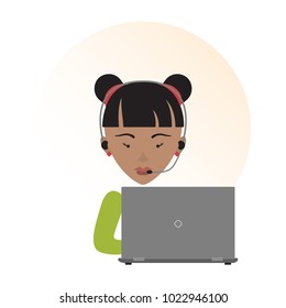 Vector illustration of operator icon. Cartoon style isolated on white background.