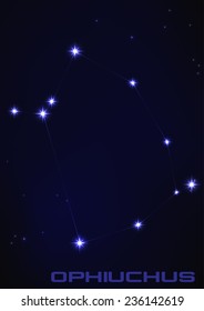 Vector illustration of Ophiuchus constellation in blue 