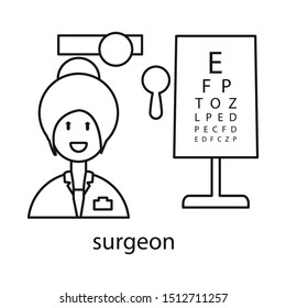 Vector illustration of ophthalmologist and woman symbol. Graphic of ophthalmologist and procedure vector icon for stock.