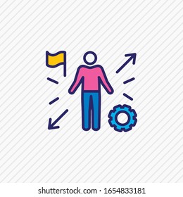 Vektorillustration Illustration von Möglichkeiten Symbol farbige Linie. Ein schönes Emoji Element kann auch als Loesungssymbol verwendet werden.